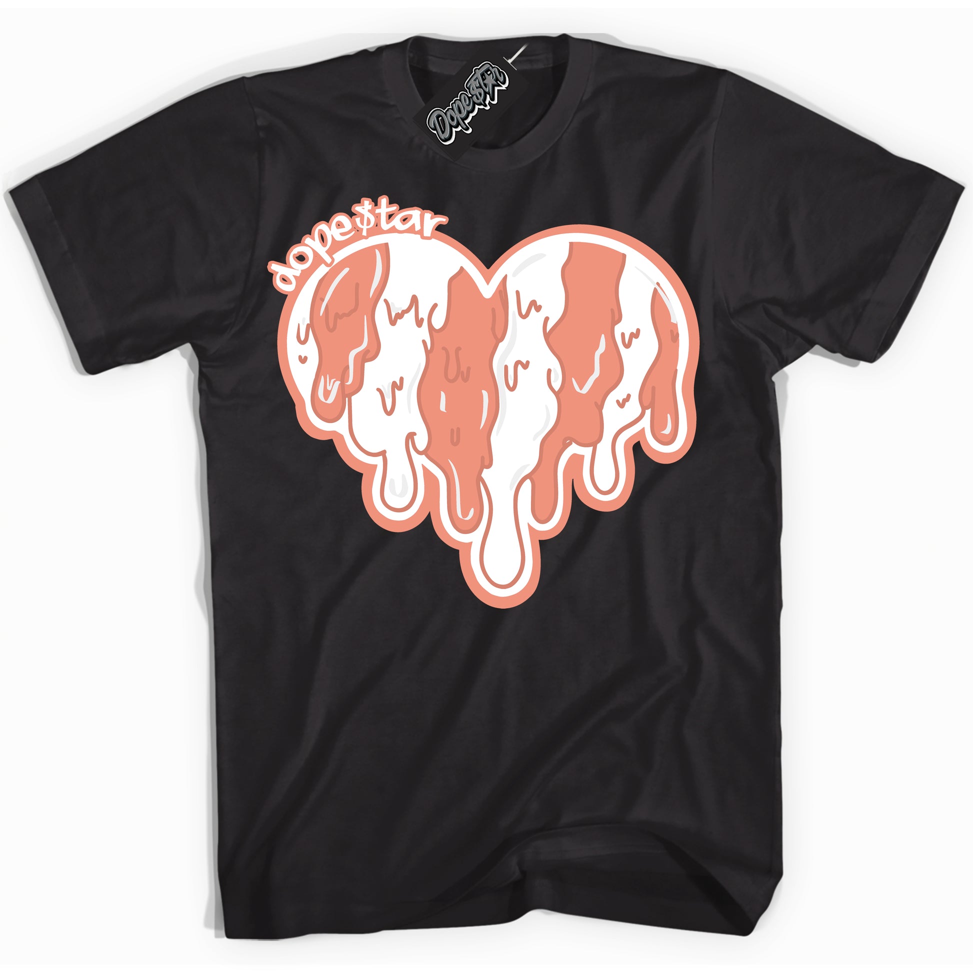 Cool Black Shirt with “Melting Heart” design that perfectly matches Light Wild Mango Dunk.
