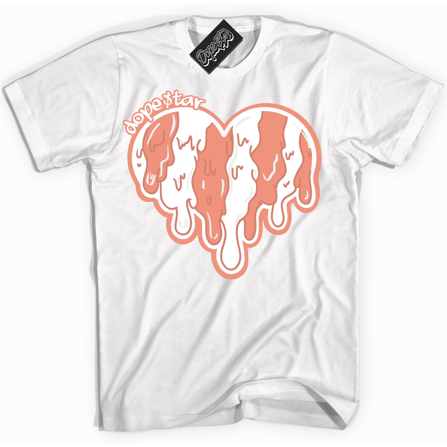 Cool White Shirt with “Melting Heart” design that perfectly matches Light Wild Mango Dunk.
