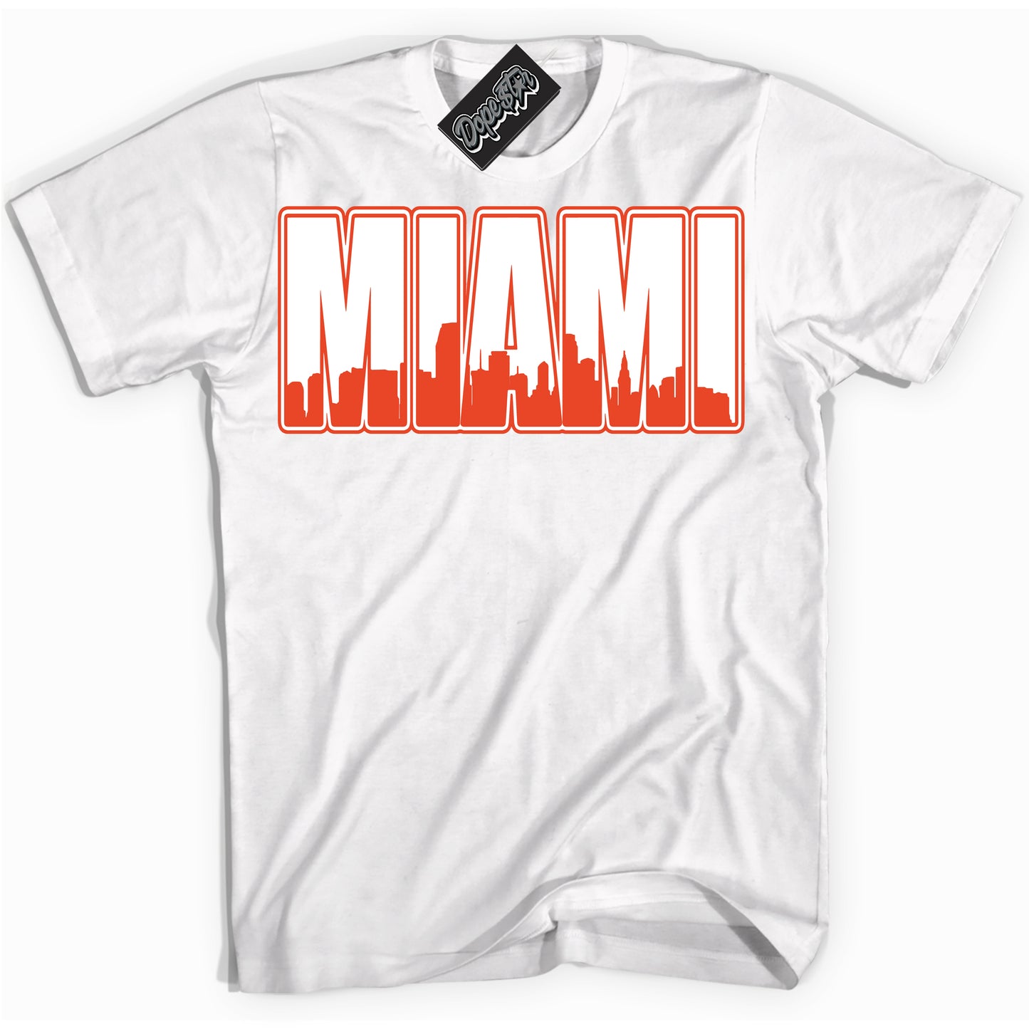 Cool White Shirt with “Miami” design that perfectly matches Cosmic Clay Dunk.
