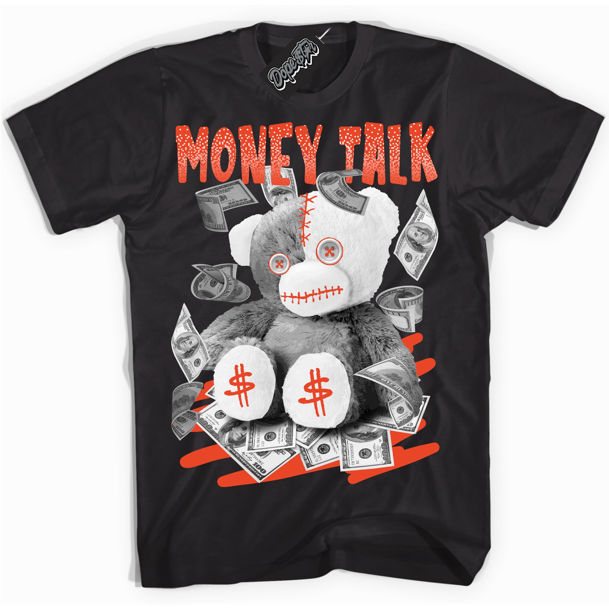 Cool Black Shirt with “Money Talk Bear” design that perfectly matches Cosmic Clay Dunk.