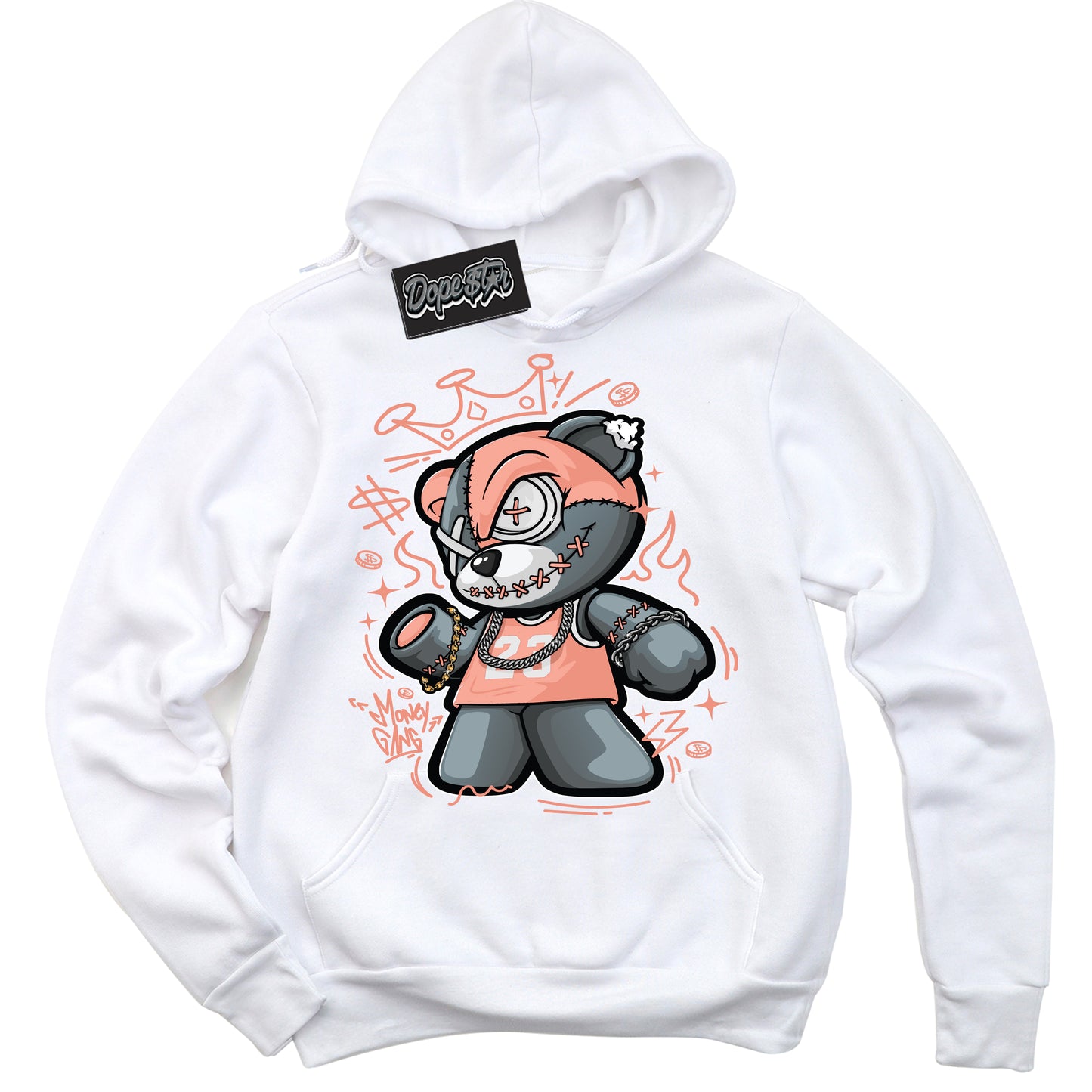 Cool Black Hoodie with “Money Gang Bear” design that Perfectly Matches Light Wild Mango Dunk.

