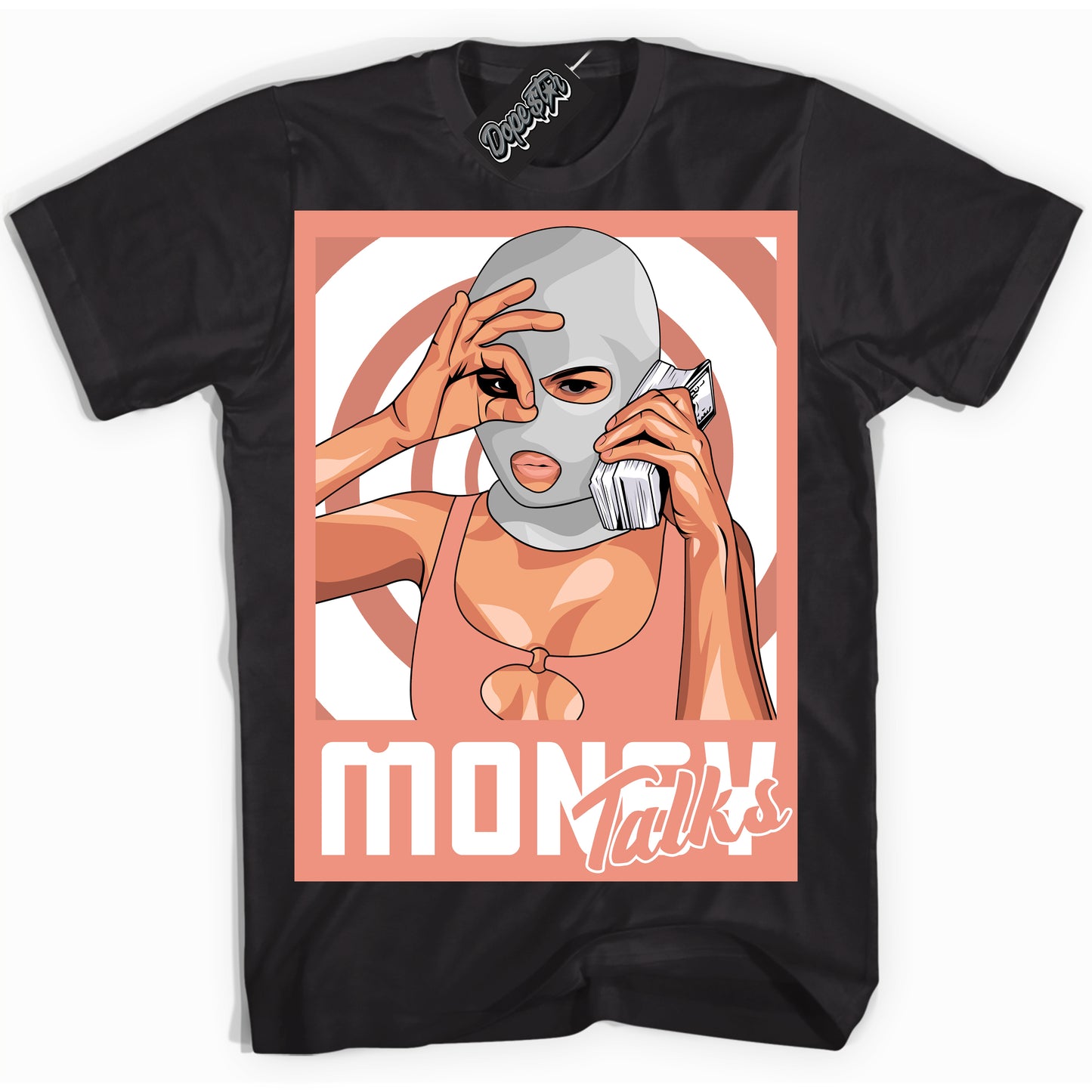 Cool Black Shirt with “Money Talks” design that perfectly matches Light Wild Mango Dunk.
