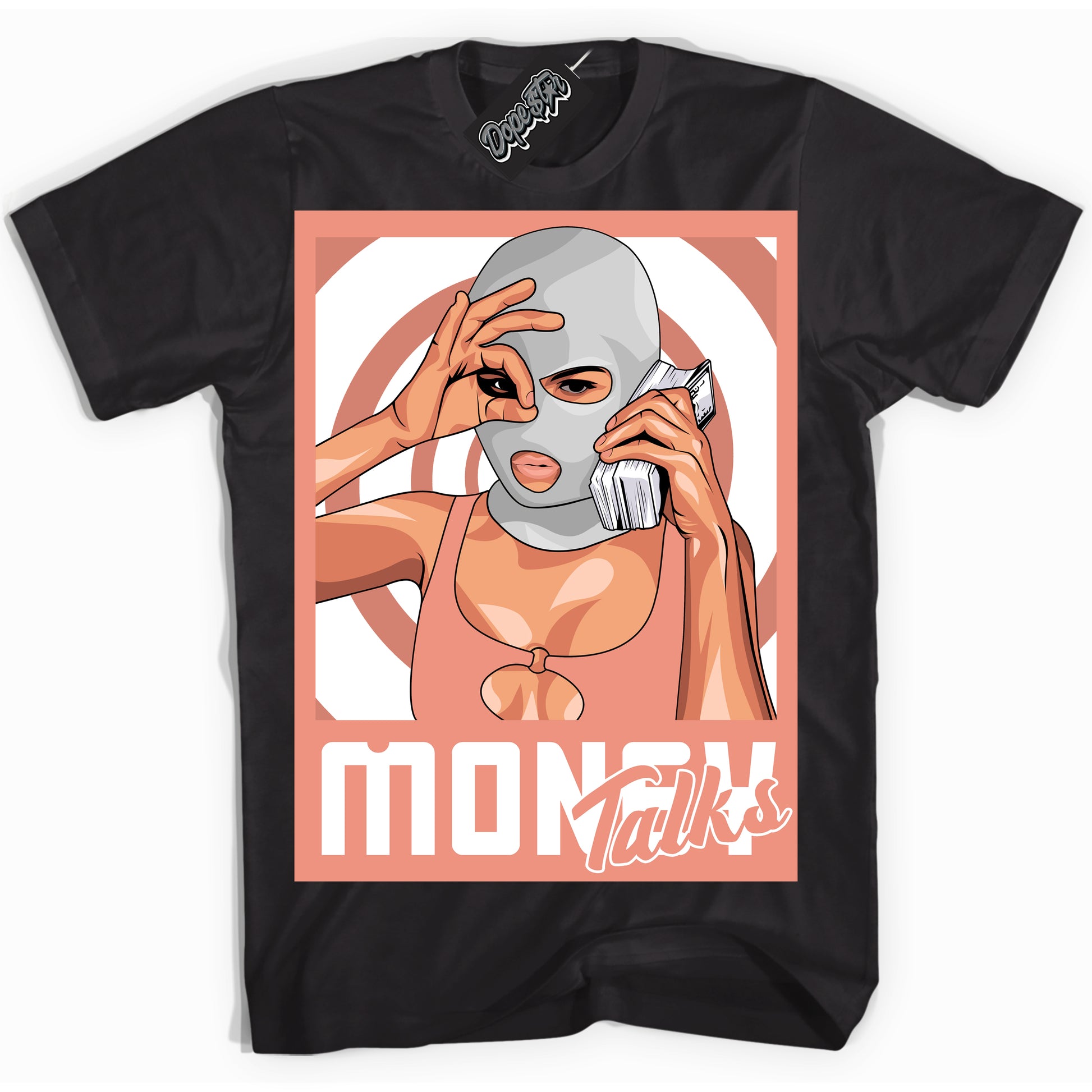 Cool Black Shirt with “Money Talks” design that perfectly matches Light Wild Mango Dunk.
