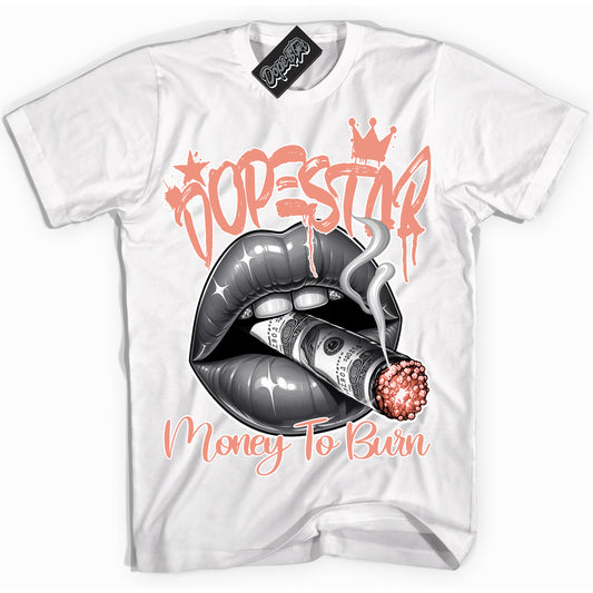 Cool White Shirt with “Money To Burn” design that perfectly matches Light Wild Mango Dunk.
