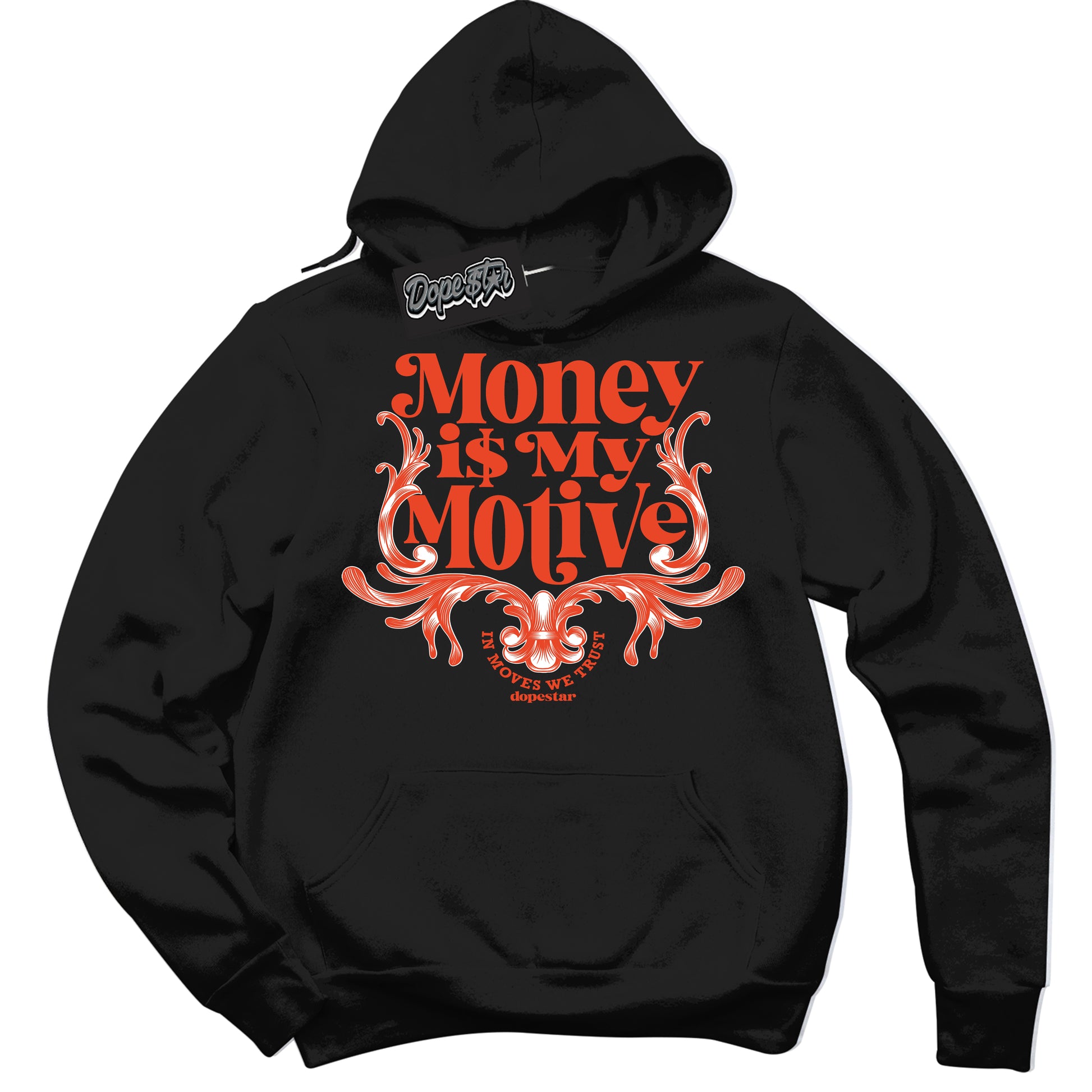 Cool Black Hoodie with “Money Is My Motive” design that Perfectly Matches Cosmic Clay Dunk.
