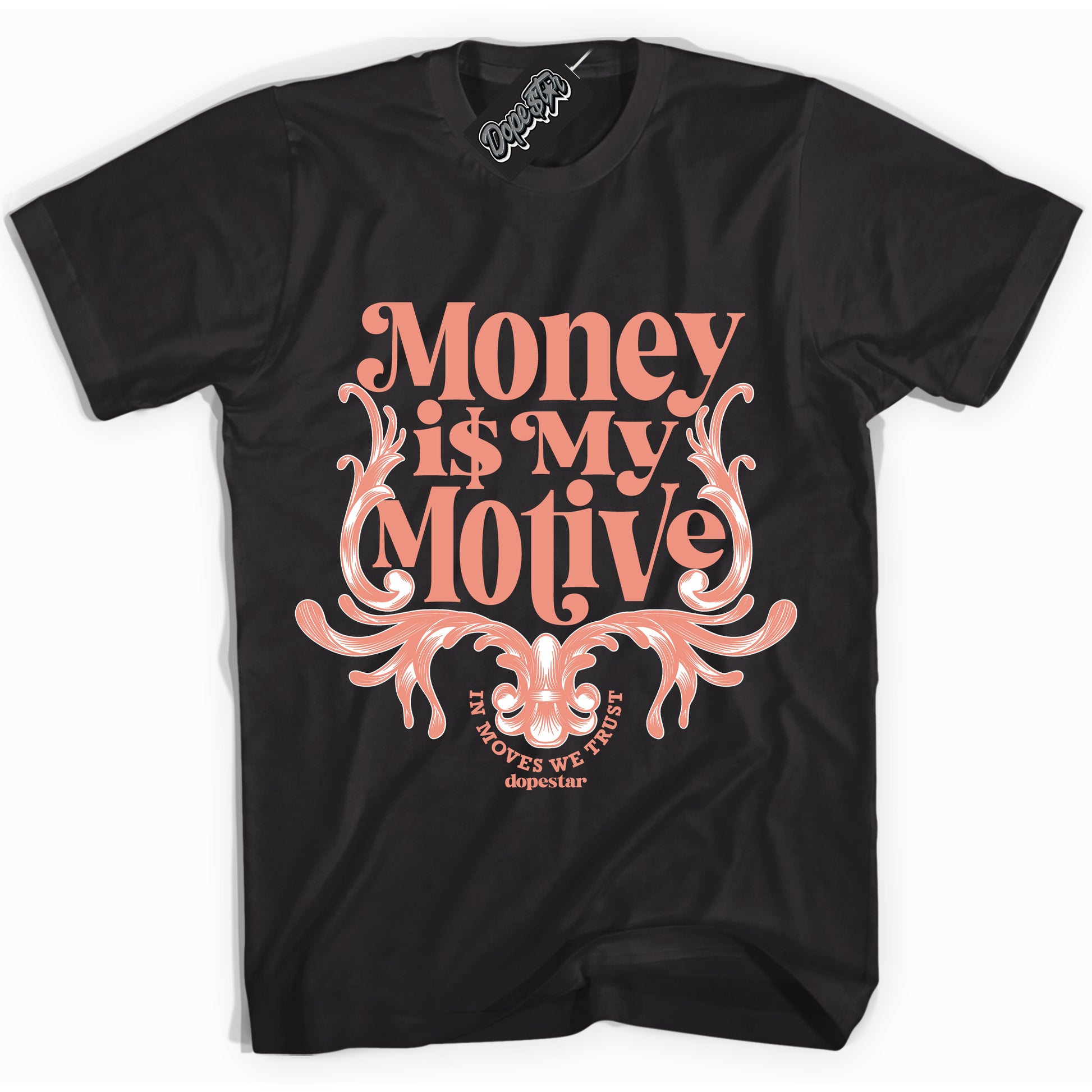 Cool Black Shirt with “Money Is My Motive” design that perfectly matches Light Wild Mango Dunk.
