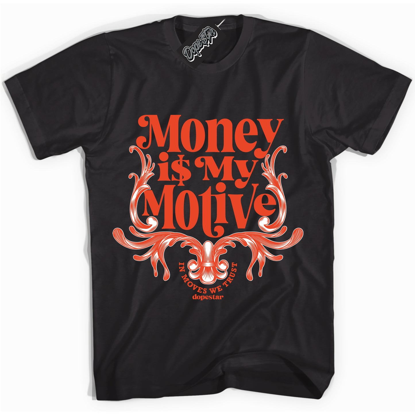 Cool Black Shirt with “Money Is My Motive” design that perfectly matches Cosmic Clay Dunk.
