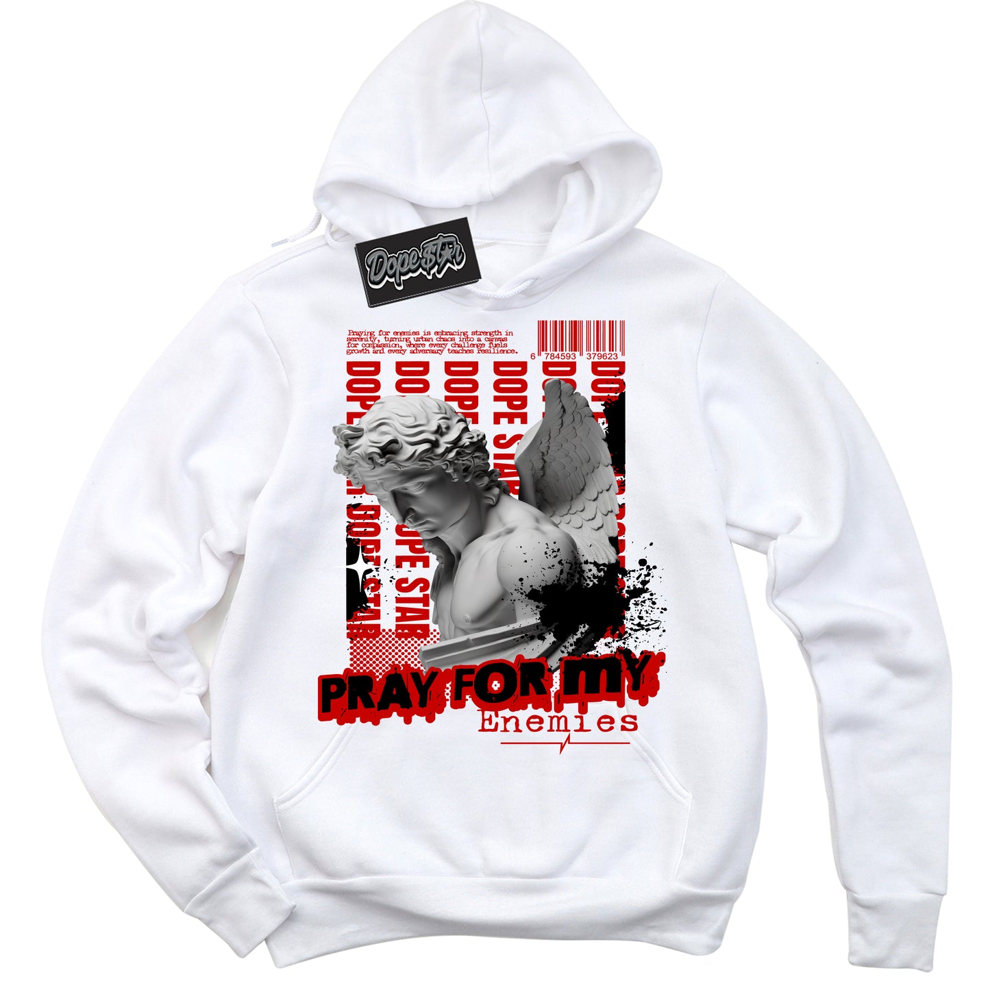 Cool White Hoodie with “ Pray Enemies ” design that Perfectly Matches RTFKT X ND Genesis.