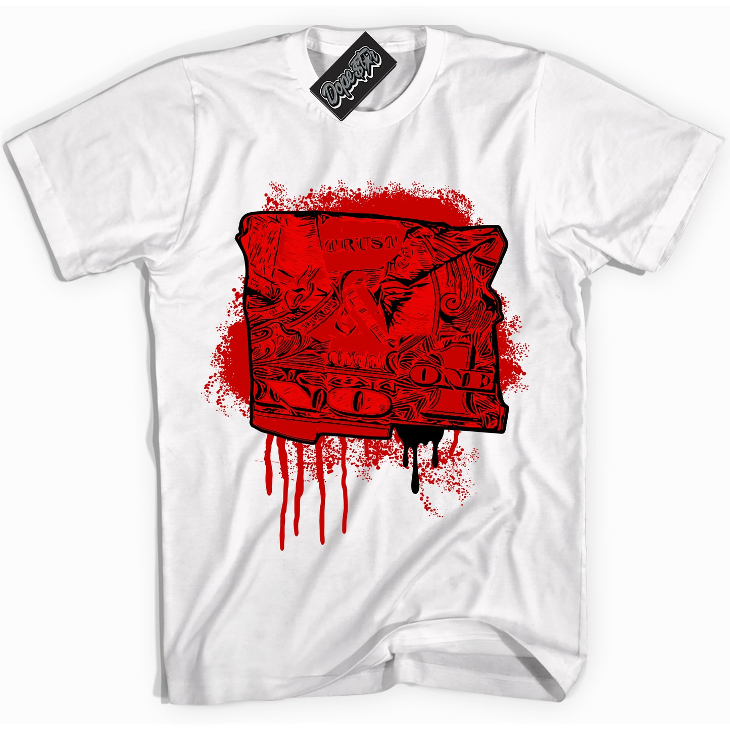 Cool White Shirt with “ Trust No One Dollar ” design that perfectly matches RTFKT Clone X ND Genesis.
