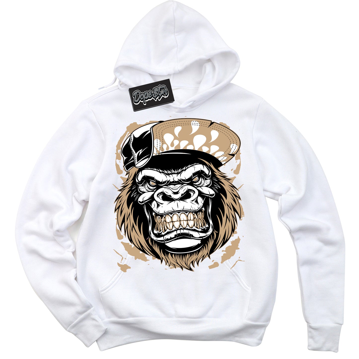 Cool White Hoodie with “Gorilla Beast” design that Perfectly Matches Black Anthracite Sesame Dunk.