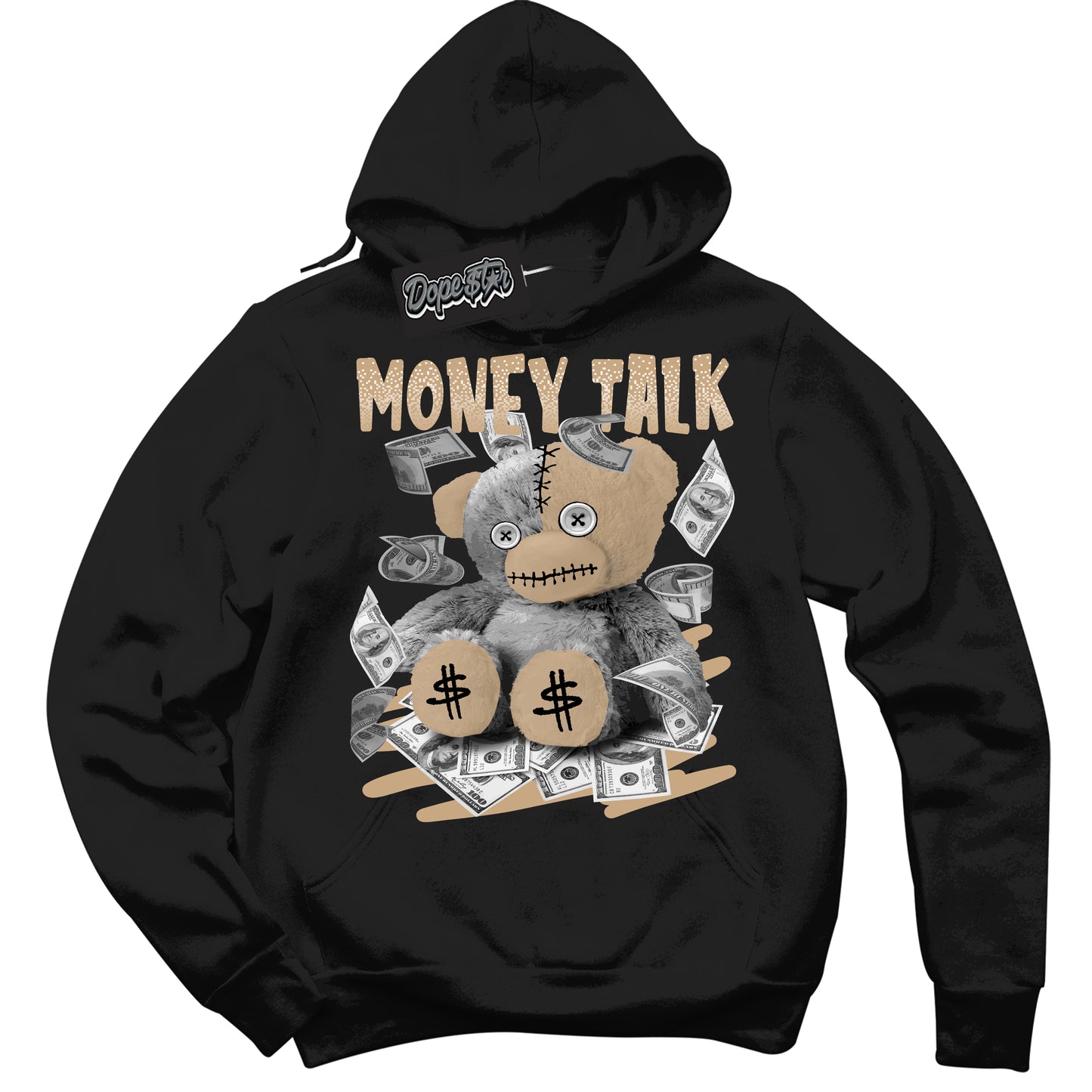 Cool Black Hoodie with “Money Talk Bear” design that Perfectly Matches Black Anthracite Sesame Dunk.