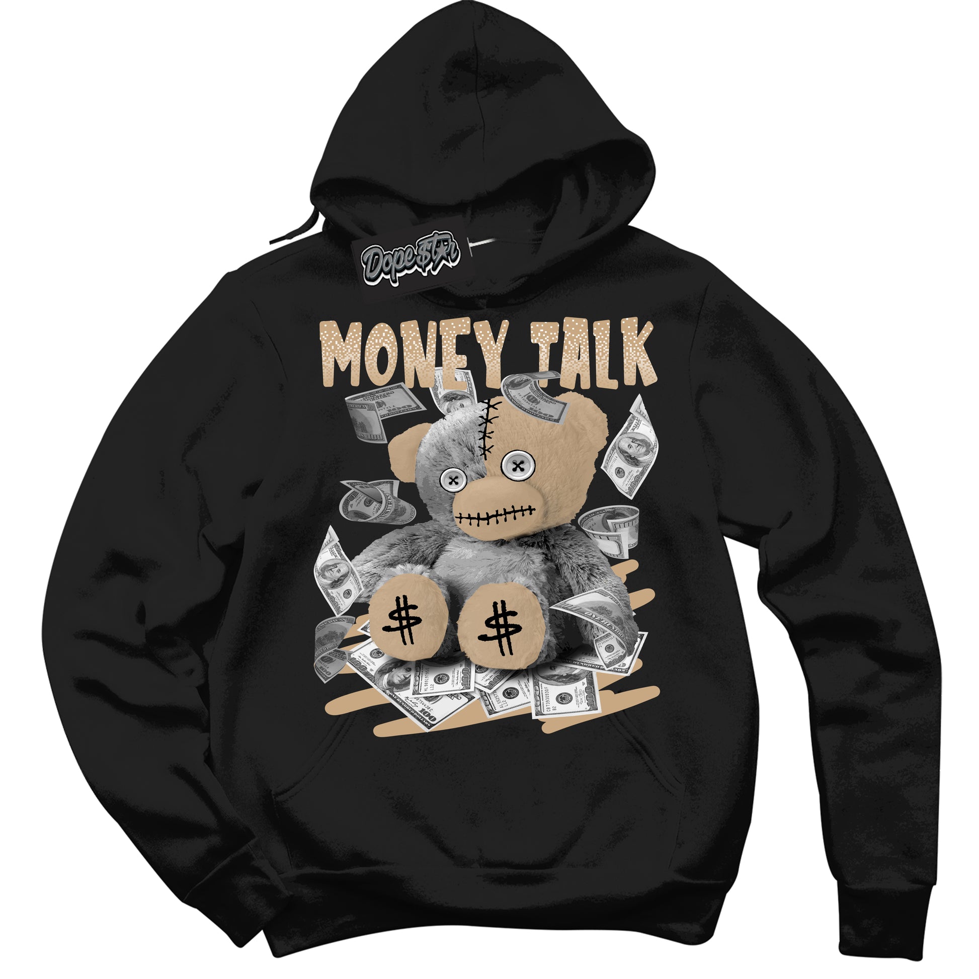 Cool Black Hoodie with “Money Talk Bear” design that Perfectly Matches Black Anthracite Sesame Dunk.