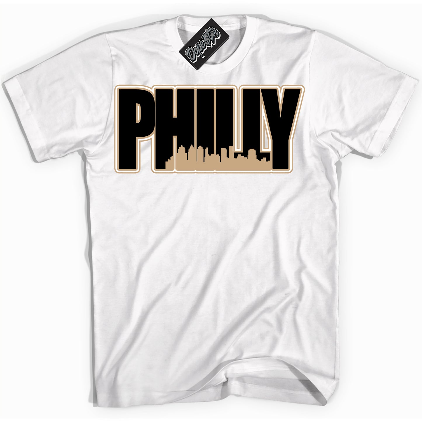Cool White Shirt with “Philly” design that perfectly matches Black Anthracite Sesame Dunk.