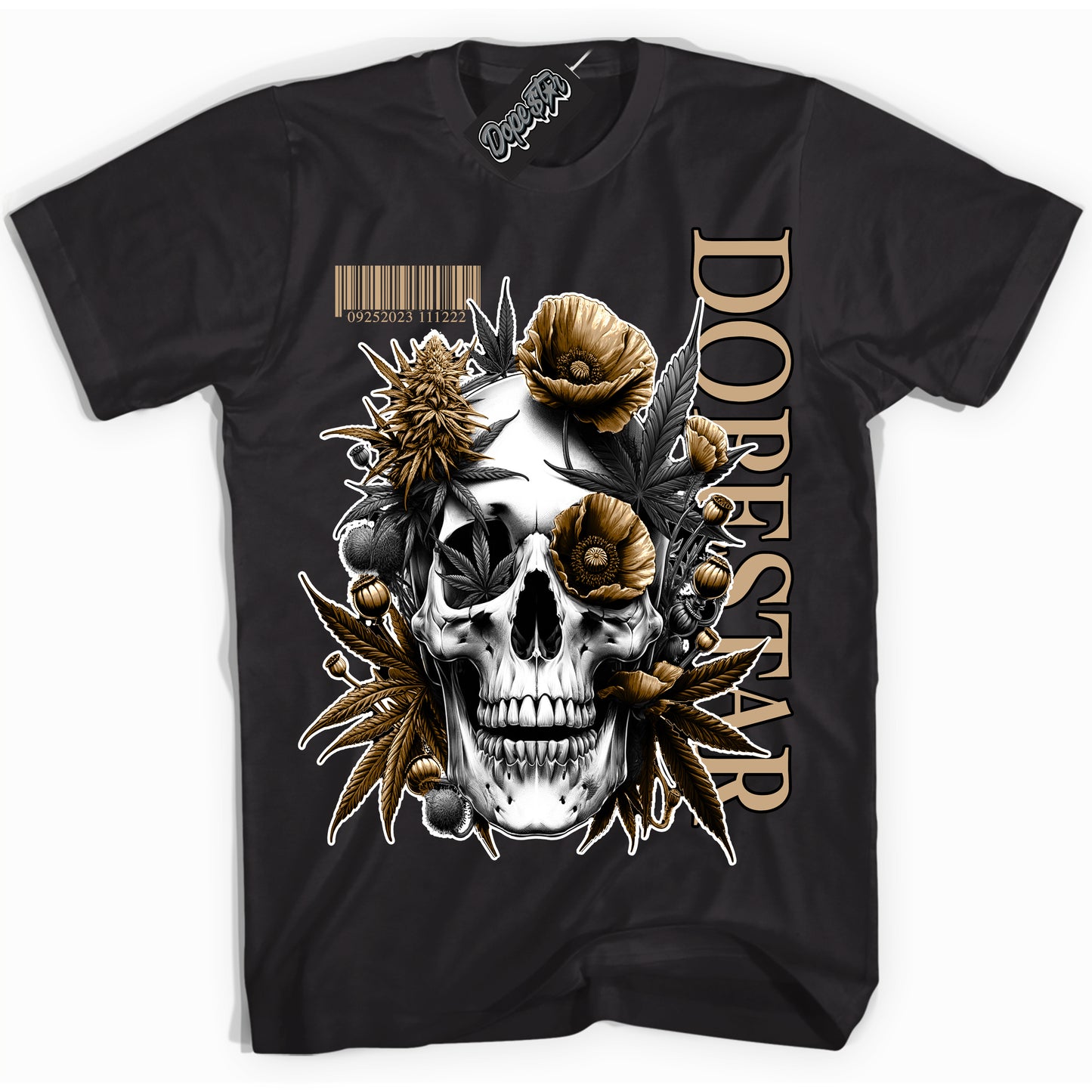 Cool Black Shirt with “Skull Poppies” design that perfectly matches Black Anthracite Sesame Dunk.
