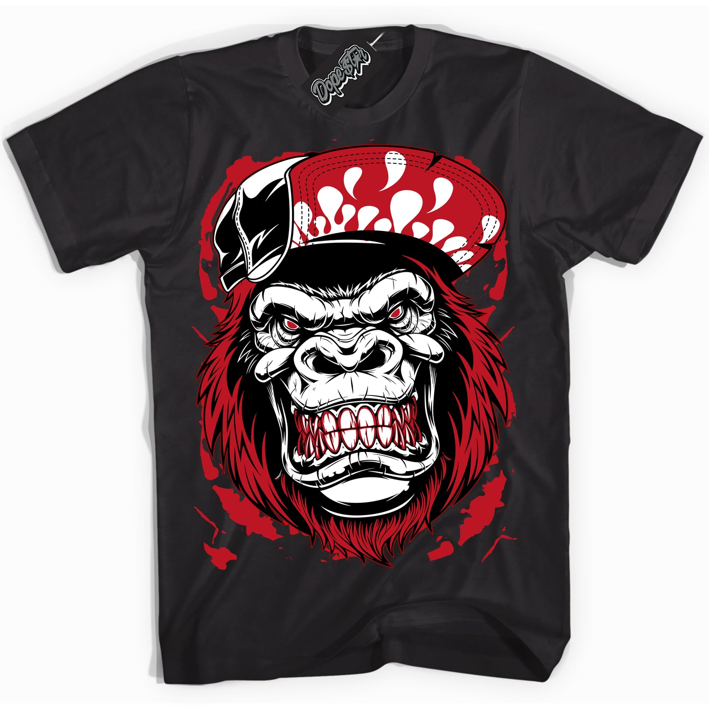 Cool Black Shirt with “Gorilla Beast” design that perfectly matches Black Dragon Red Dunk.