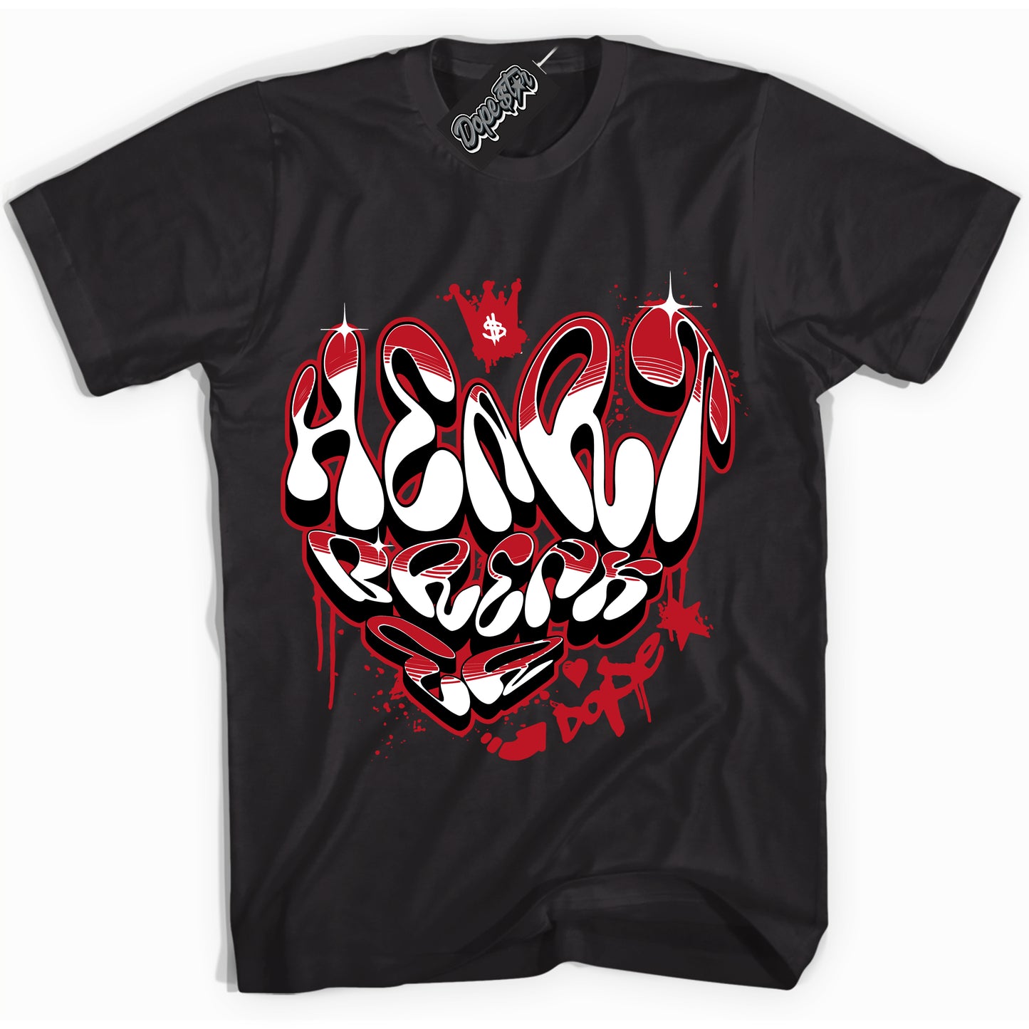 Cool Black Shirt with “Heartbreaker Graffiti” design that perfectly matches Black Dragon Red Dunk.