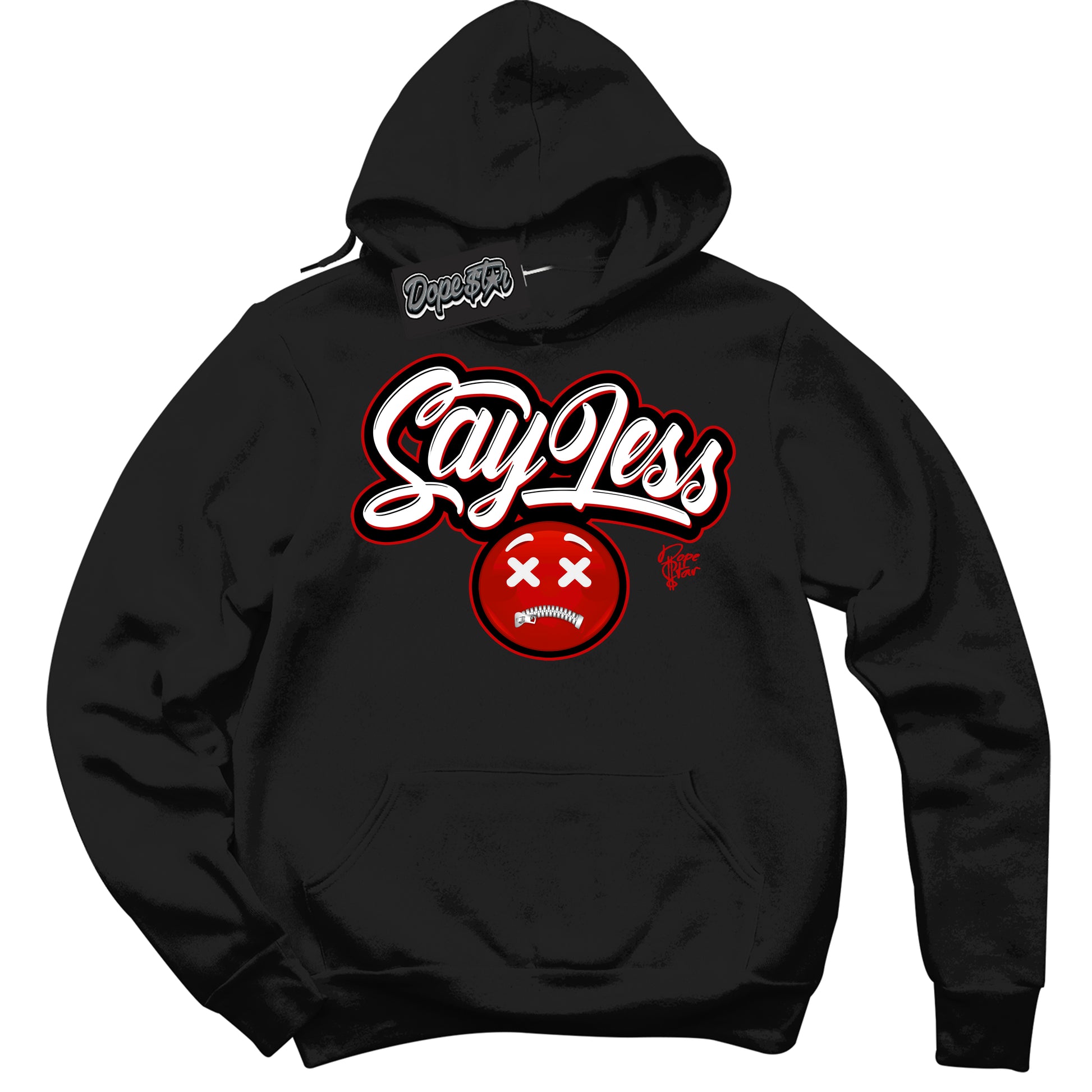 Cool Black Hoodie with “Say Less” design that Perfectly Matches Black Dragon Red Dunk.