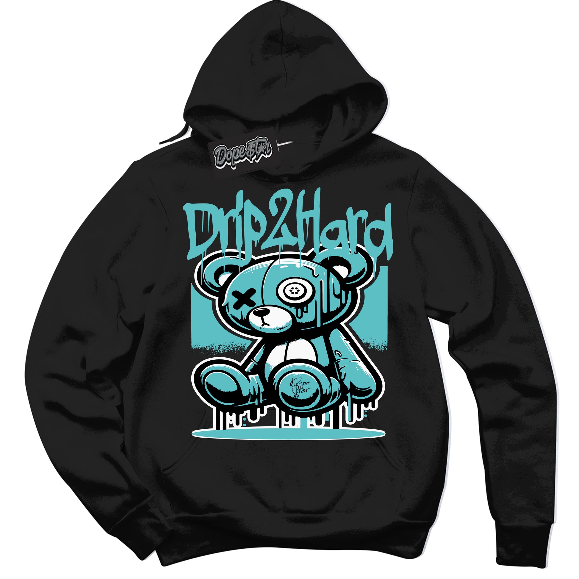 Cool Black Hoodie with “Drip 2 Hard” design that Perfectly Matches Black Dusty Cactus Dunk.
