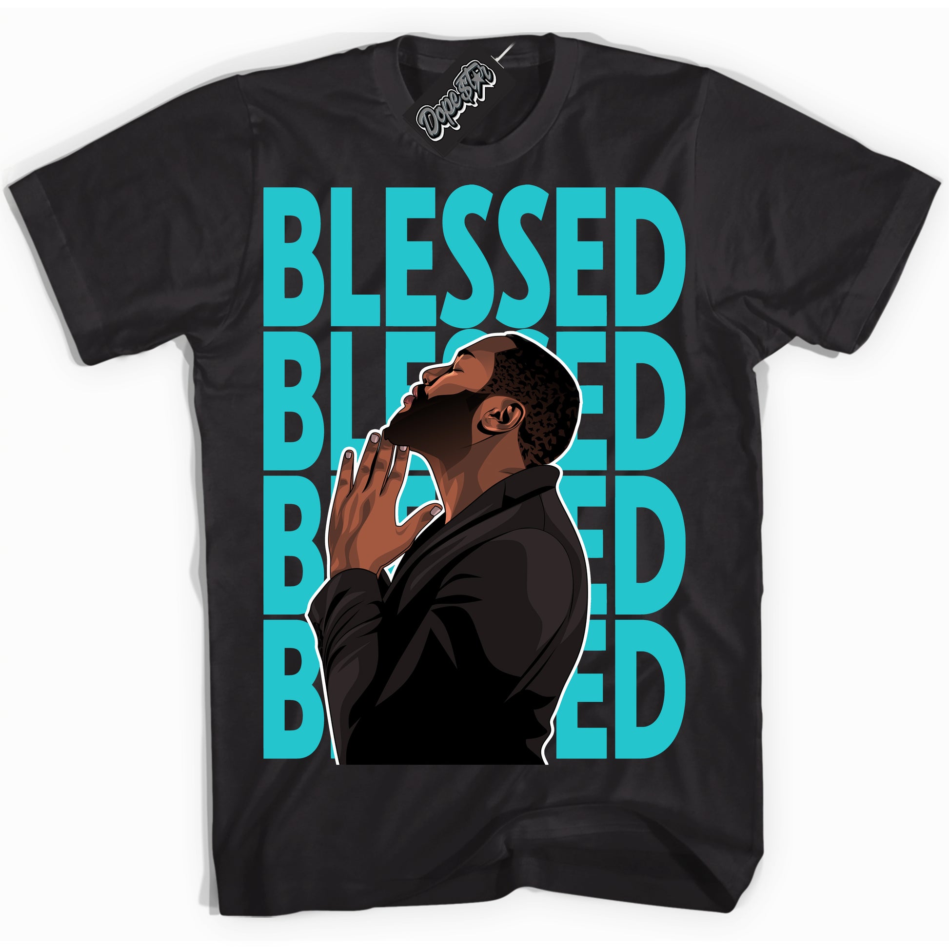 Cool Black Shirt with “God Blessed” design that perfectly matches Black Dusty Cactus Dunk.
