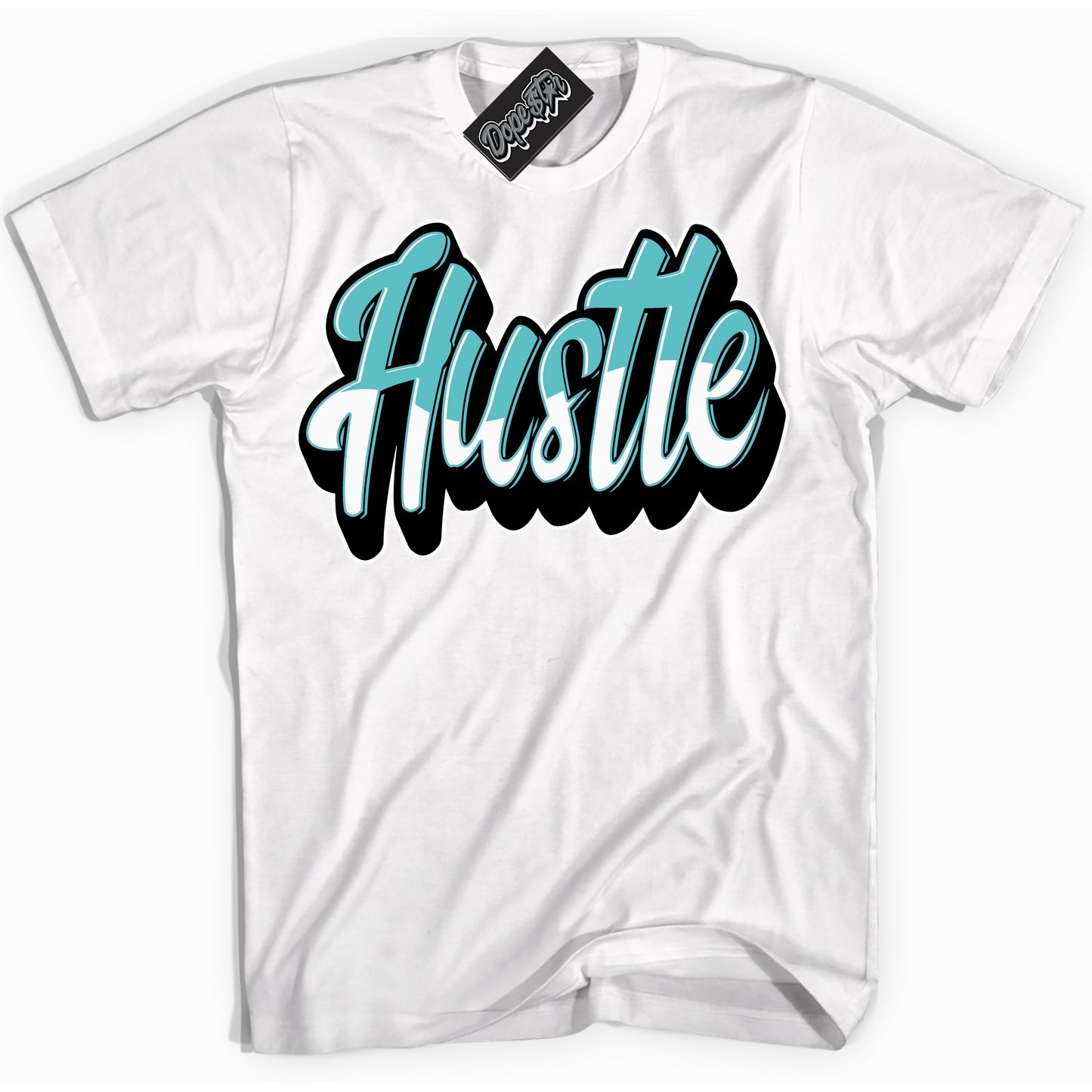 Cool White Shirt with “Hustle” design that perfectly matches Black Dusty Cactus Dunk.
