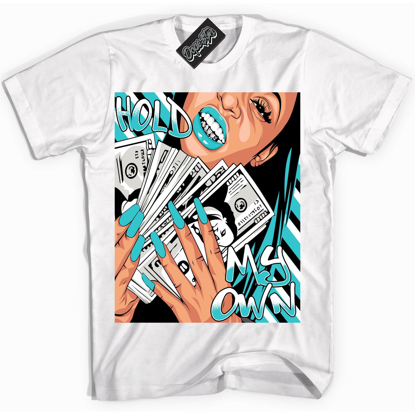 Cool White Shirt with “Hold My Own” design that perfectly matches Black Dusty Cactus Dunk.
