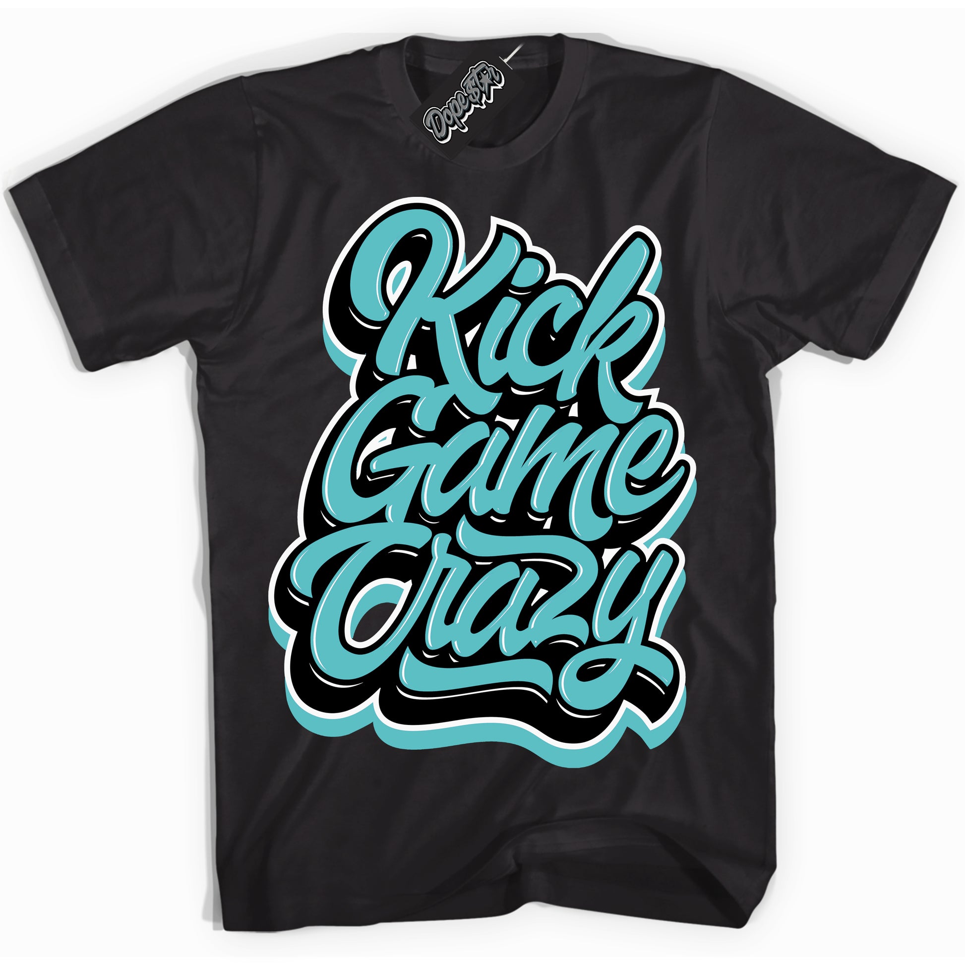 Cool Black Shirt with “Kick Game Crazy” design that perfectly matches Black Dusty Cactus Dunk.
