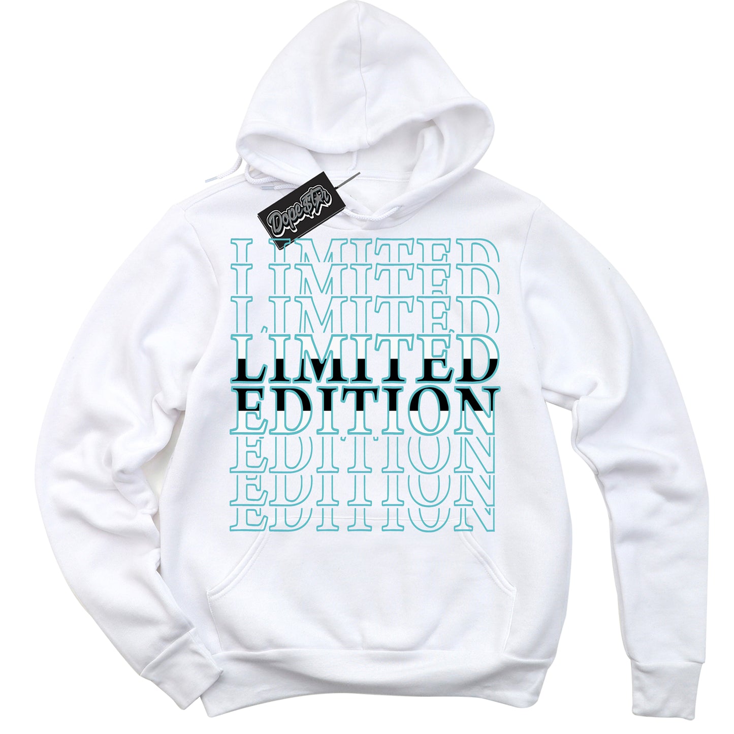 Cool White Hoodie with “Limited Edition” design that Perfectly Matches Black Dusty Cactus Dunk.
