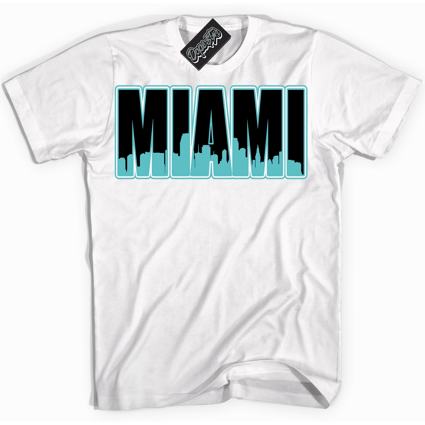 Cool White Shirt with “Miami” design that perfectly matches Black Dusty Cactus Dunk.
