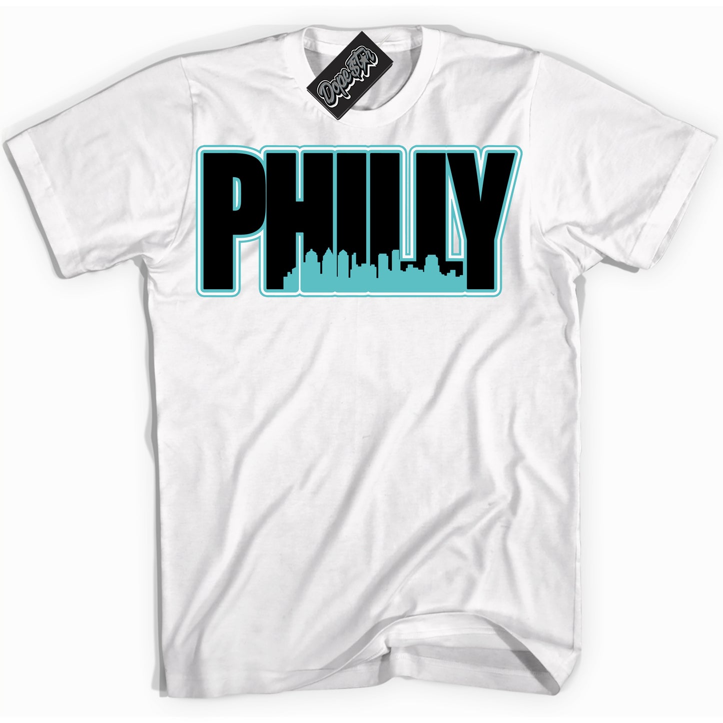 Cool White Shirt with “Philly” design that perfectly matches Black Dusty Cactus Dunk.
