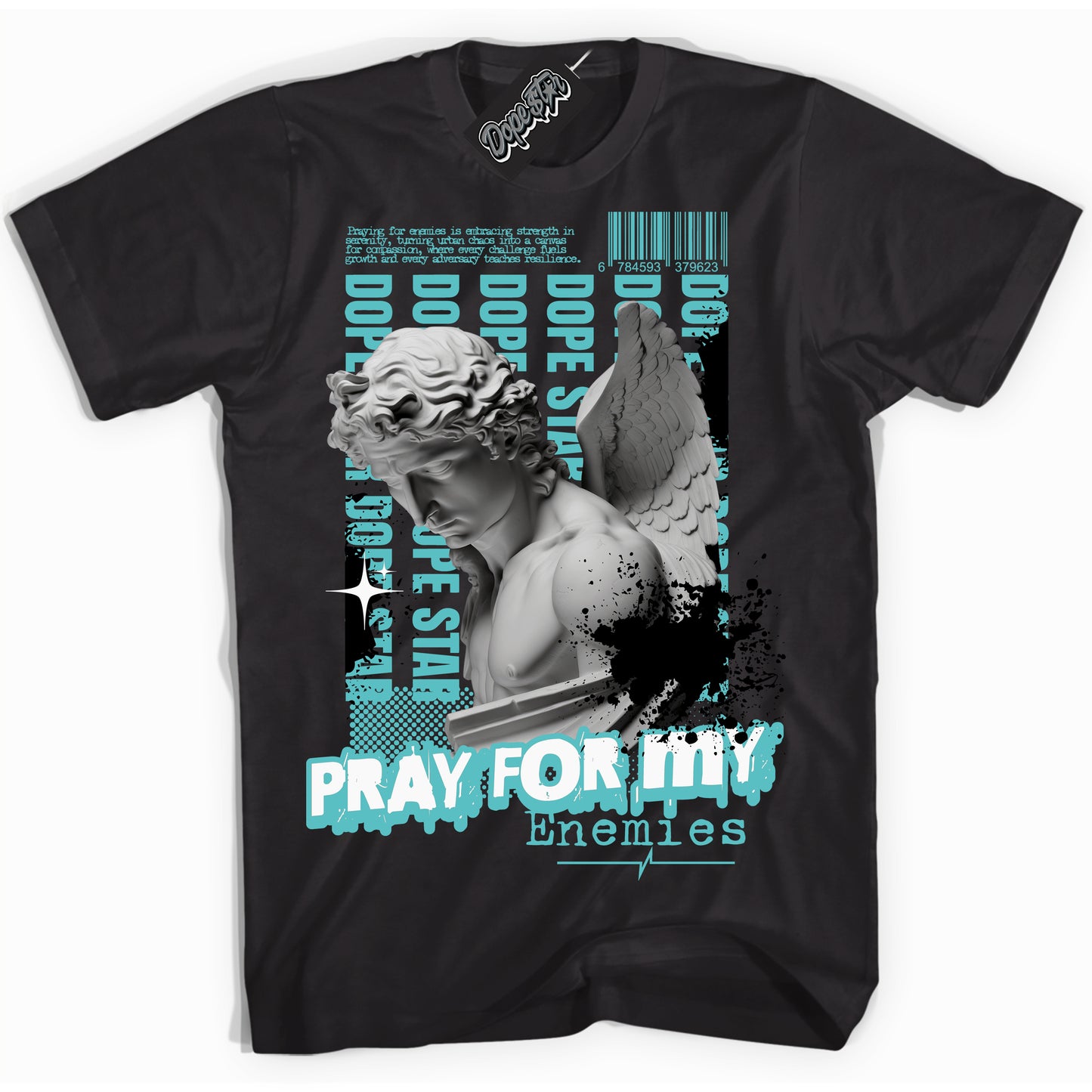 Cool Black Shirt with “Pray Enemies” design that perfectly matches Black Dusty Cactus Dunk.
