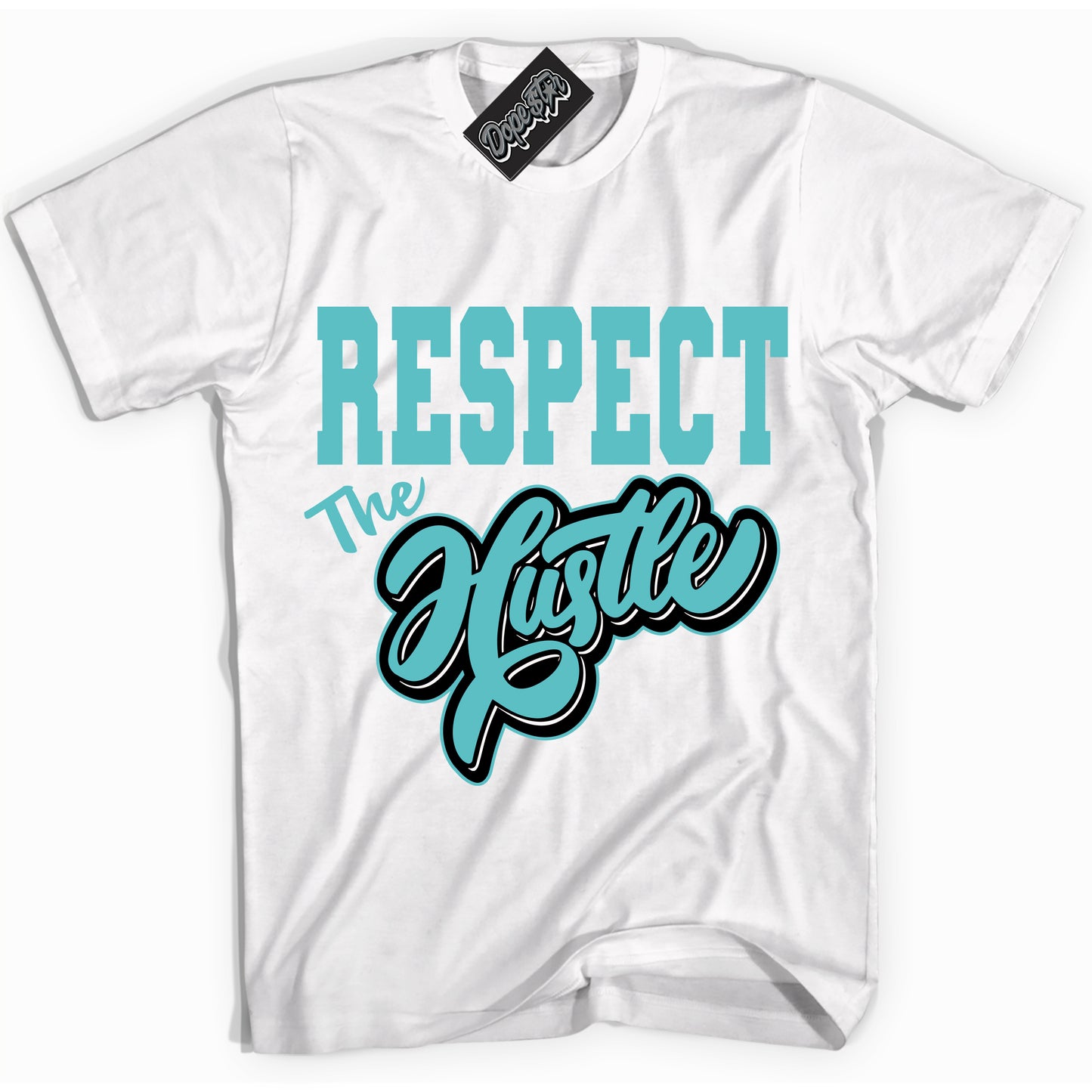 Cool White Shirt with “Respect The Hustle” design that perfectly matches Black Dusty Cactus Dunk.

