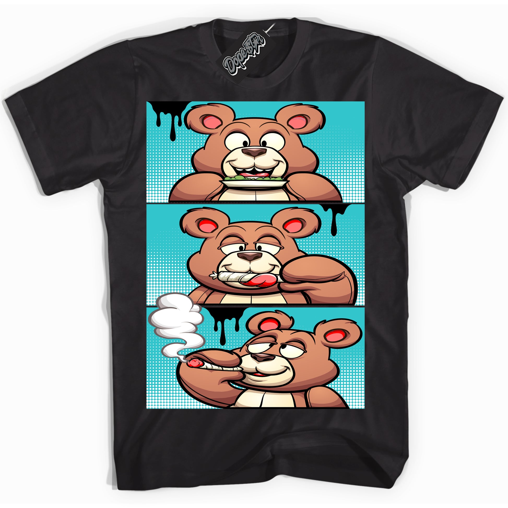 Cool Black Shirt with “Roll It Lick It Smoke It Bear” design that perfectly matches Black Dusty Cactus Dunk.
