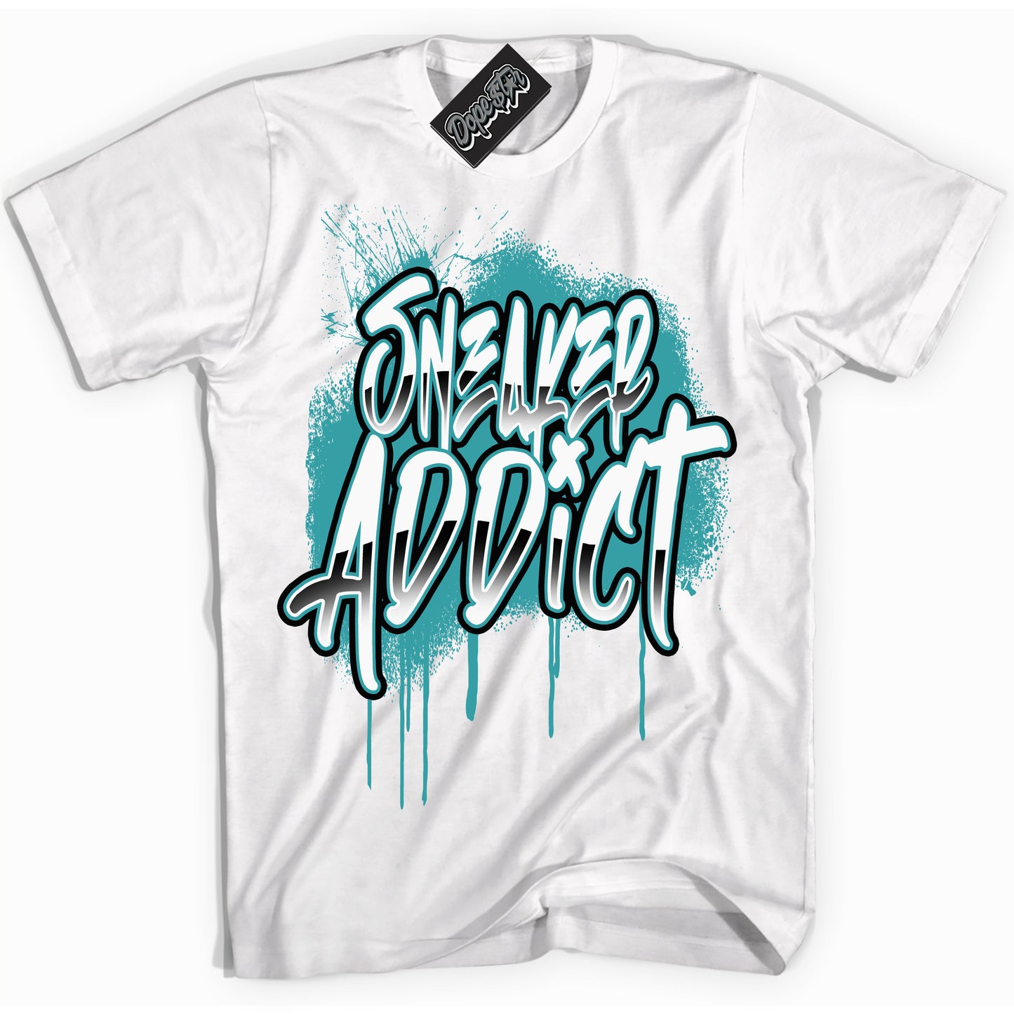 Cool White Shirt with “Sneaker Addict” design that perfectly matches Black Dusty Cactus Dunk.

