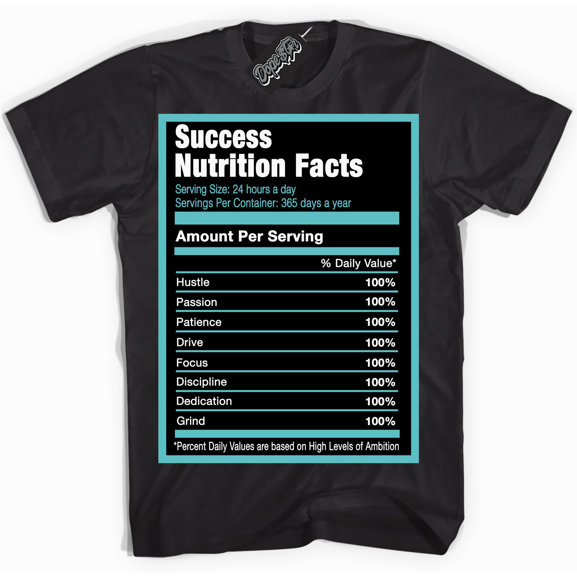 Cool Black Shirt with “Success Nutrition” design that perfectly matches Black Dusty Cactus Dunk.
