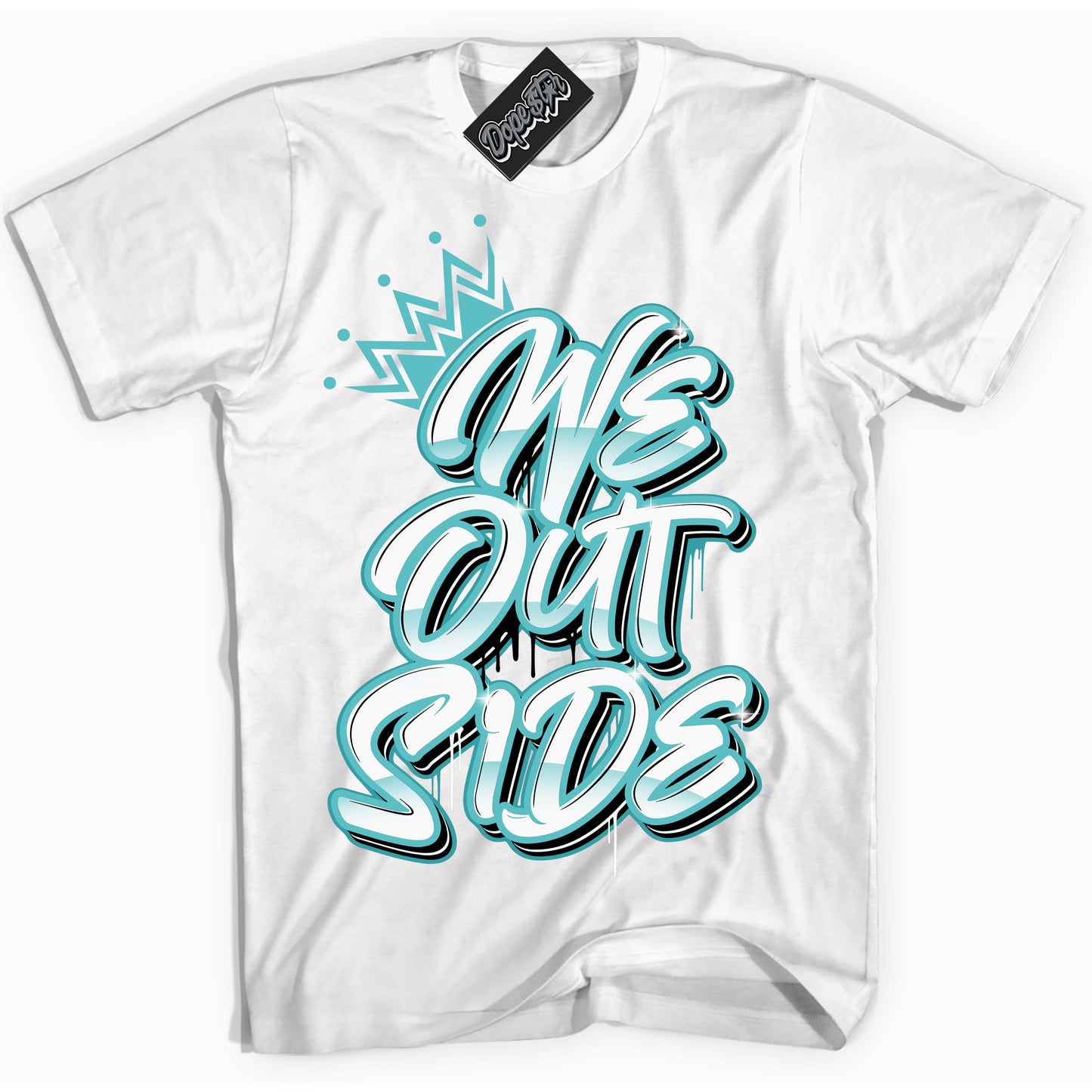 Cool White Shirt with “We Outside” design that perfectly matches Black Dusty Cactus Dunk.
