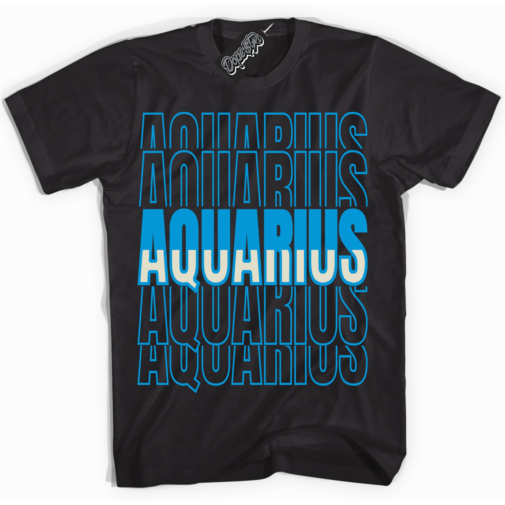 Cool Black Shirt with “Aquarius” design that perfectly matches Coconut Milk University Blue Dunk.
