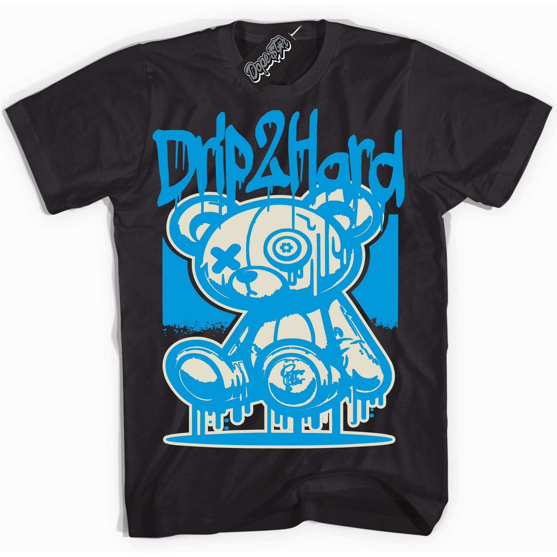 Cool Black Shirt with “Drip 2 Hard” design that perfectly matches Coconut Milk University Blue Dunk.
