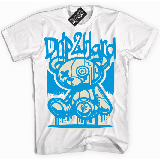 Cool White Shirt with “Drip 2 Hard” design that perfectly matches Coconut Milk University Blue Dunk.
