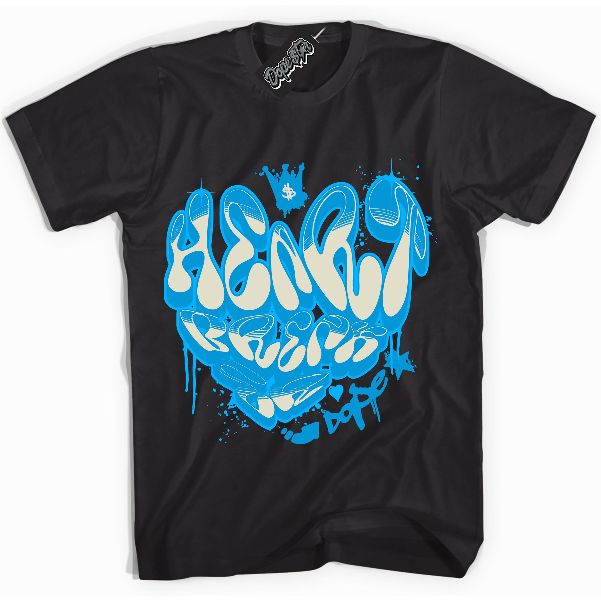 Cool Black Shirt with “Heartbreaker Graffiti” design that perfectly matches Coconut Milk University Blue Dunk.
