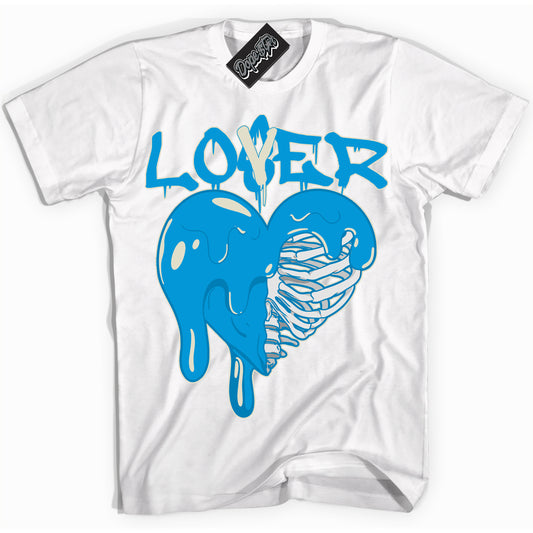 Cool White Shirt with “Lover Loser” design that perfectly matches Coconut Milk University Blue Dunk.