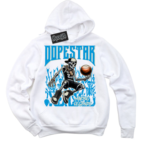 Cool White Hoodie with “Making Legends” design that Perfectly Matches Coconut Milk University Blue Dunk.
