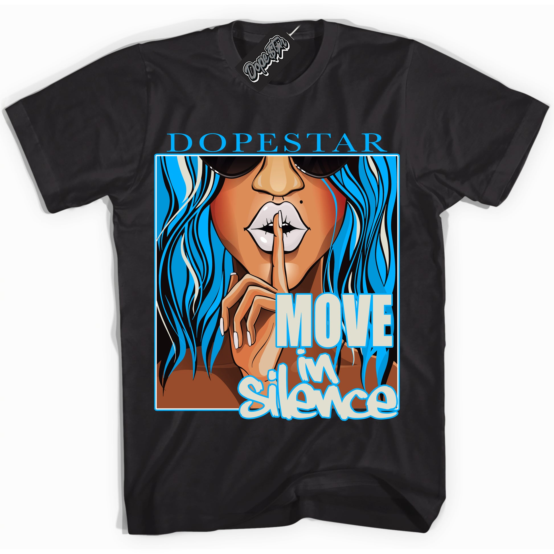 Cool Black Shirt with “Move In Silence” design that perfectly matches Coconut Milk University Blue Dunk.
