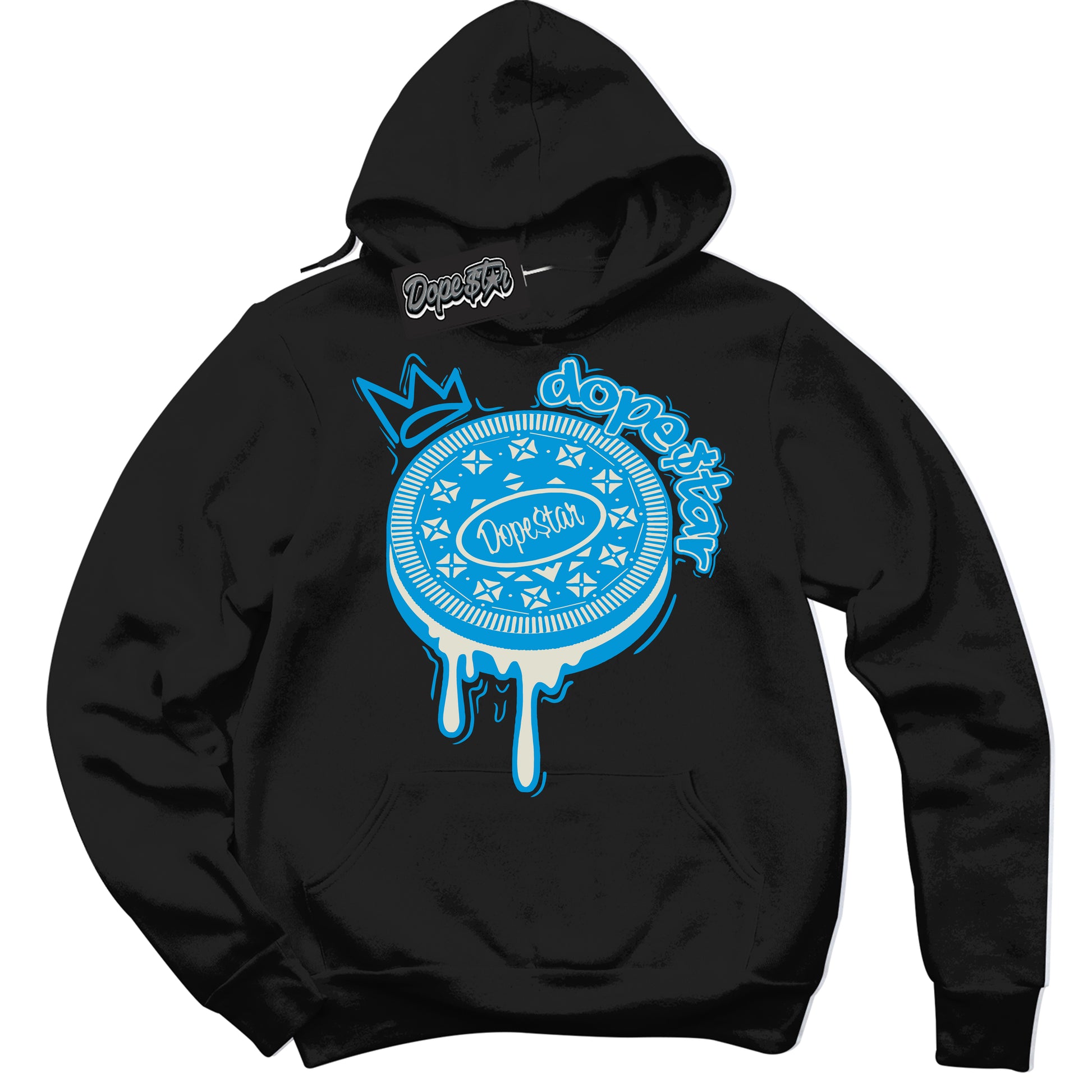 Cool Black Hoodie with “Oreo DS” design that Perfectly Matches Coconut Milk University Blue Dunk.
