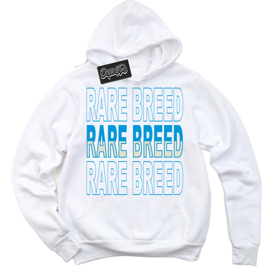 Cool White Hoodie with “Rare Breed” design that Perfectly Matches Coconut Milk University Blue Dunk.
