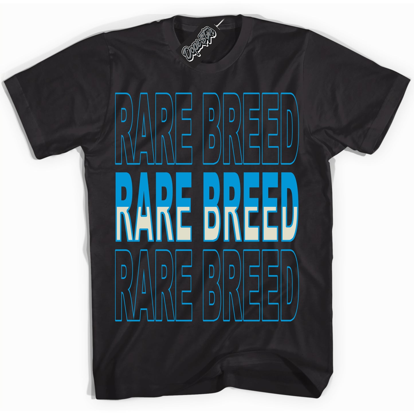 Cool Black Shirt with “Rare Breed” design that perfectly matches Coconut Milk University Blue Dunk.
