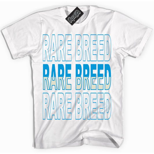 Cool White Shirt with “Rare Breed” design that perfectly matches Coconut Milk University Blue Dunk.
