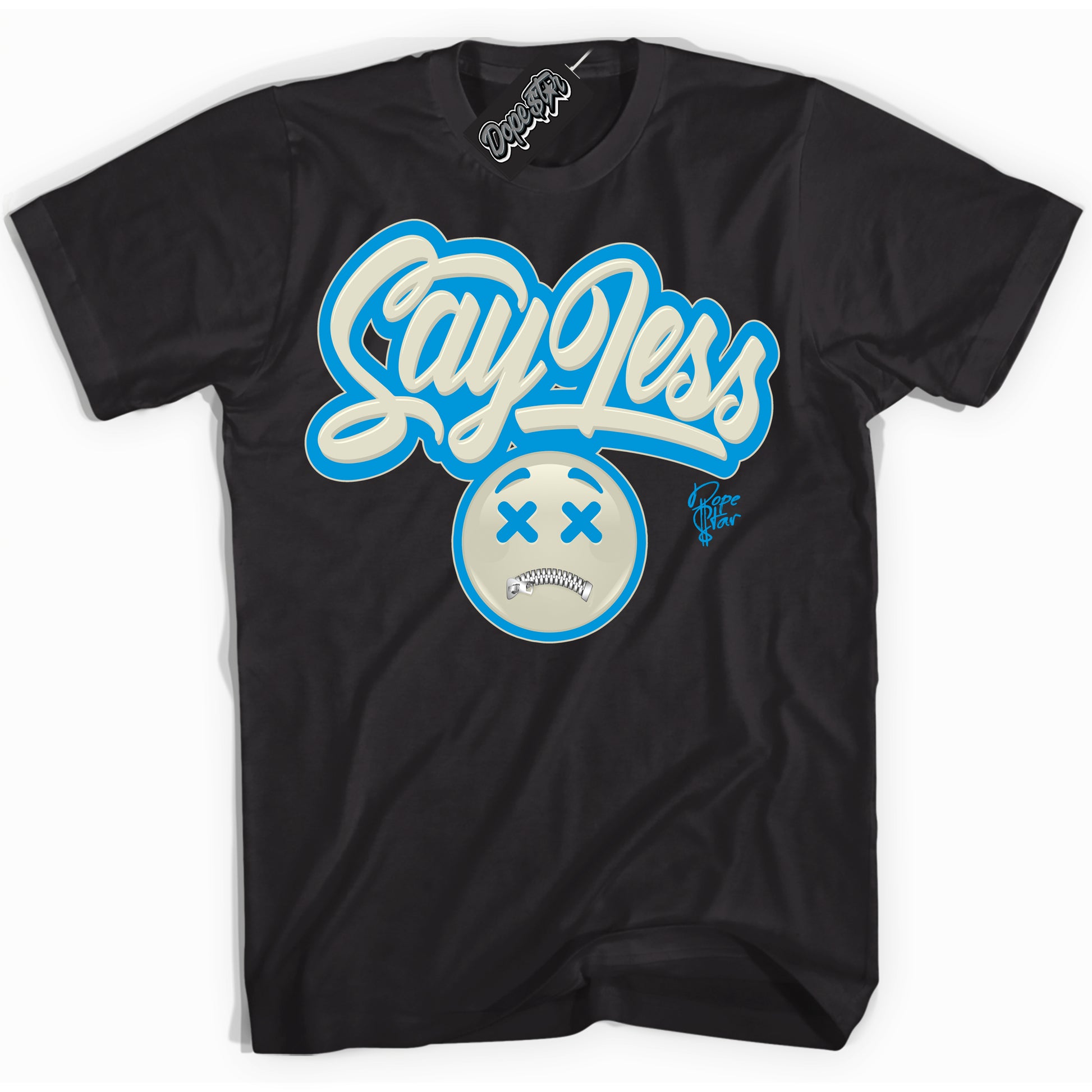 Cool Black Shirt with “Say Less” design that perfectly matches Coconut Milk University Blue Dunk.
