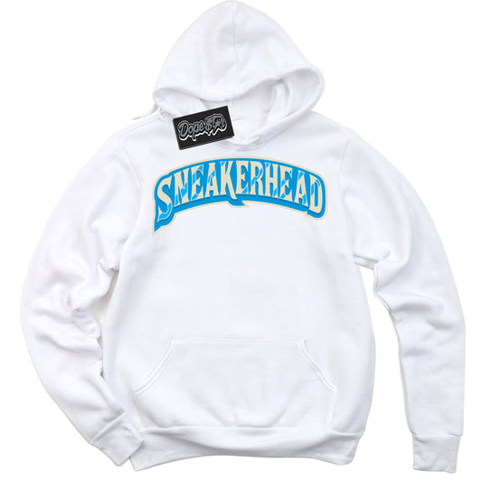 Cool White Hoodie with “Sneakerhead” design that Perfectly Matches Coconut Milk University Blue Dunk.
