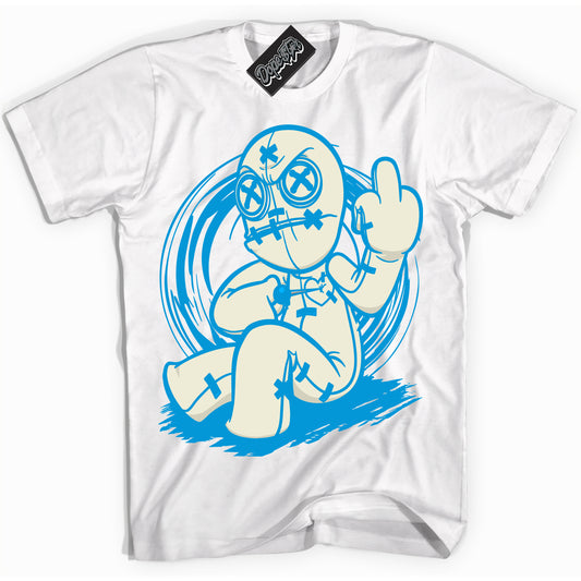 Cool White Shirt with “Voodoo Doll” design that perfectly matches Coconut Milk University Blue Dunk.
