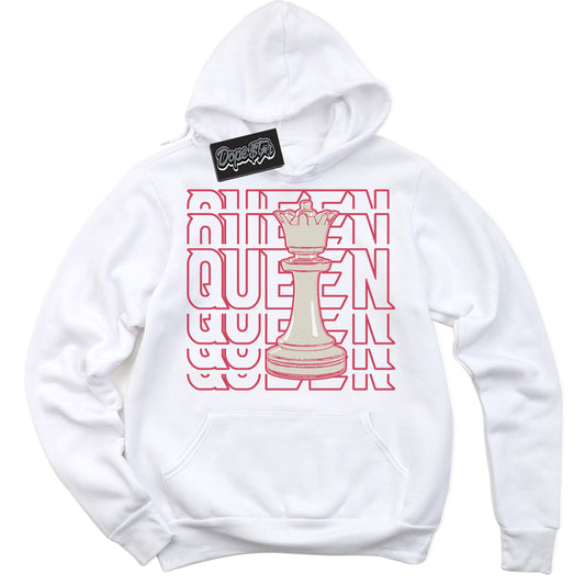 Cool White Hoodie with “Queen Chess” design that Perfectly Matches Next Nature Aster Pink Dunk.